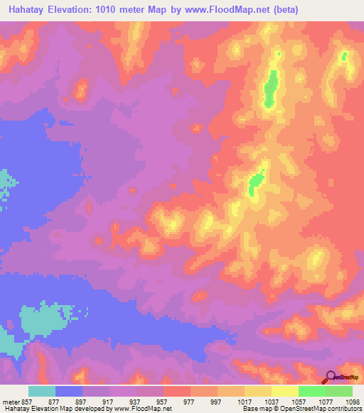 Hahatay,Mongolia Elevation Map