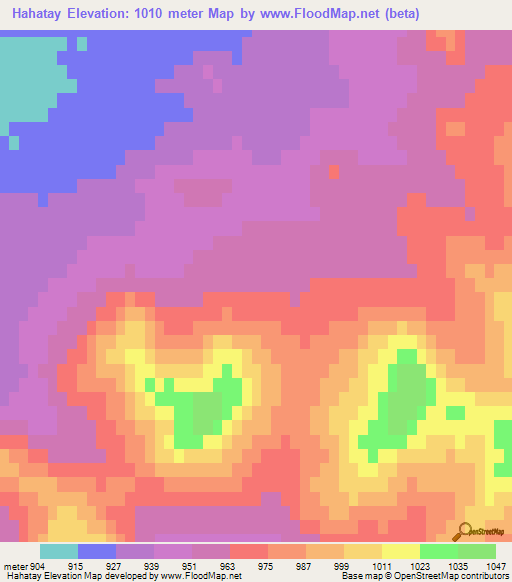 Hahatay,Mongolia Elevation Map