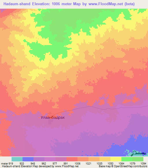 Hadaum-shand,Mongolia Elevation Map