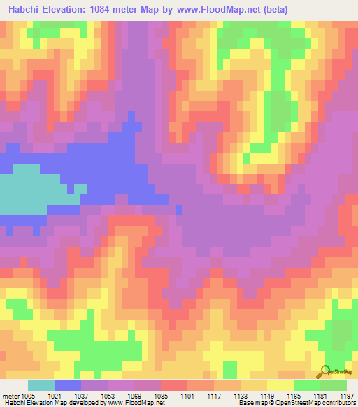 Habchi,Mongolia Elevation Map