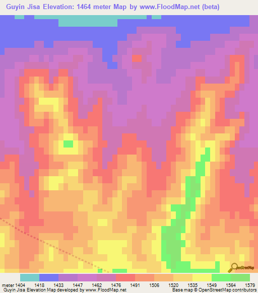 Guyin Jisa,Mongolia Elevation Map
