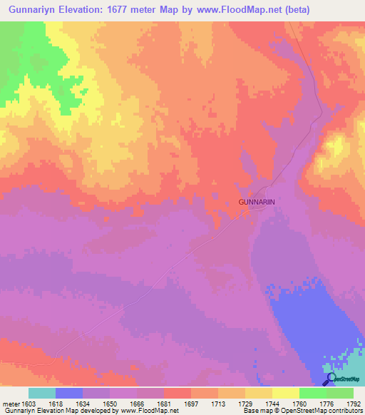 Gunnariyn,Mongolia Elevation Map