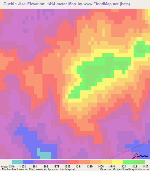 Guchin Jisa,Mongolia Elevation Map