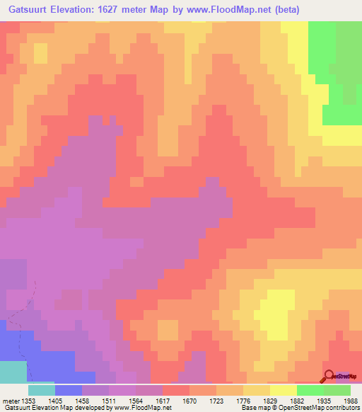 Gatsuurt,Mongolia Elevation Map