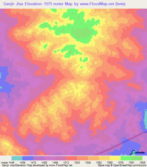 Ganjir Jisa,Mongolia Elevation Map