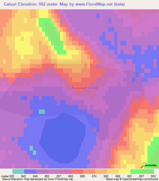 Galuut,Mongolia Elevation Map