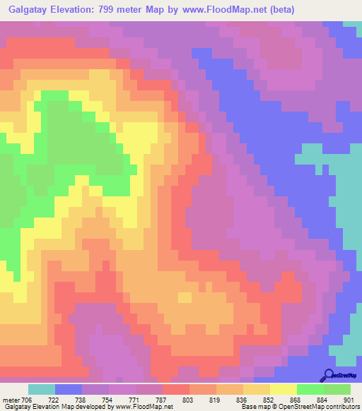 Galgatay,Mongolia Elevation Map