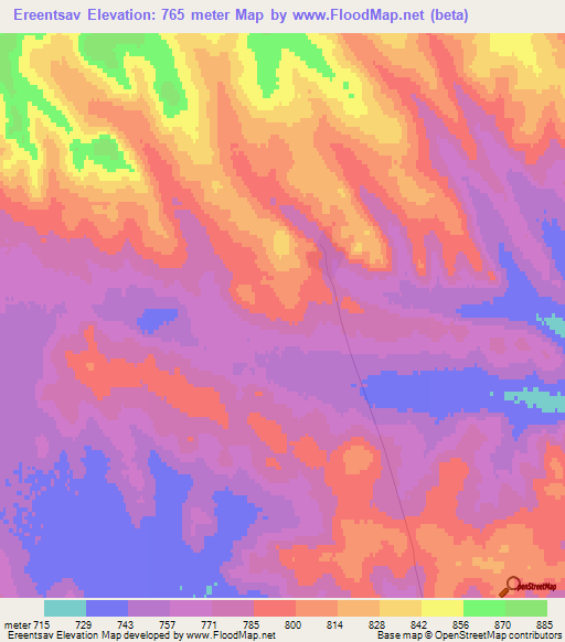 Ereentsav,Mongolia Elevation Map