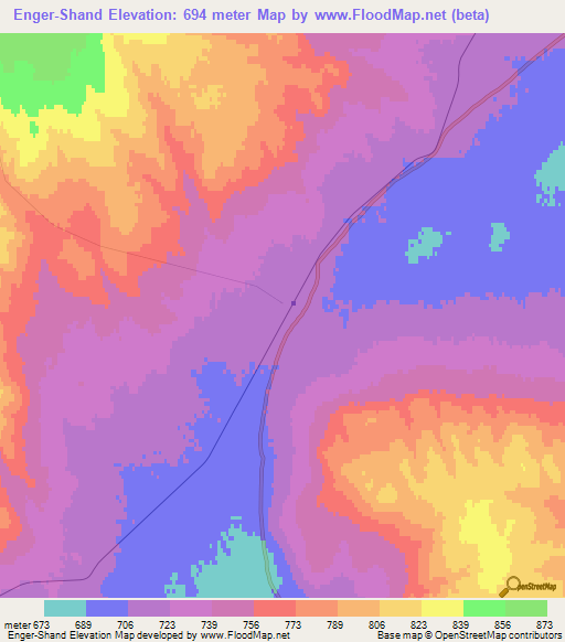 Enger-Shand,Mongolia Elevation Map
