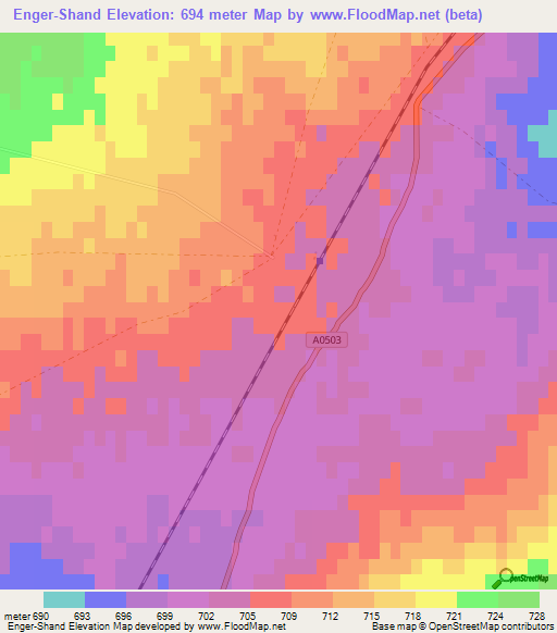 Enger-Shand,Mongolia Elevation Map