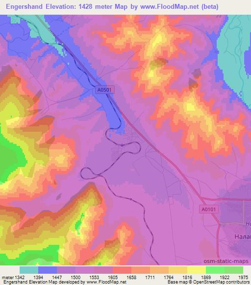 Engershand,Mongolia Elevation Map