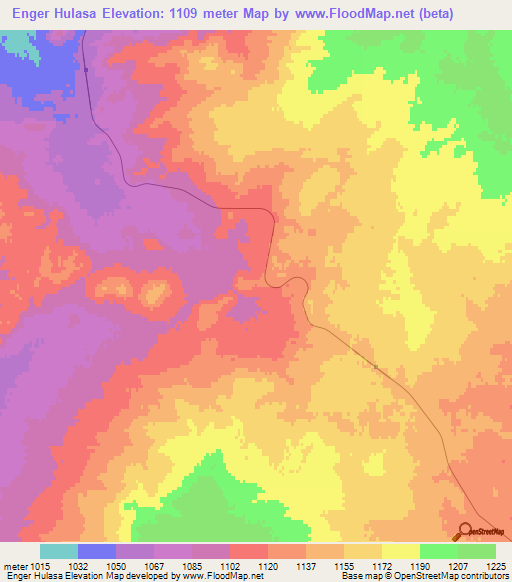 Enger Hulasa,Mongolia Elevation Map
