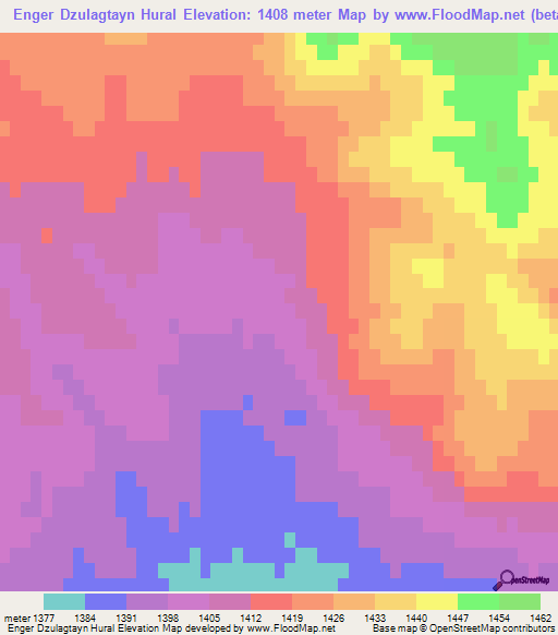 Enger Dzulagtayn Hural,Mongolia Elevation Map