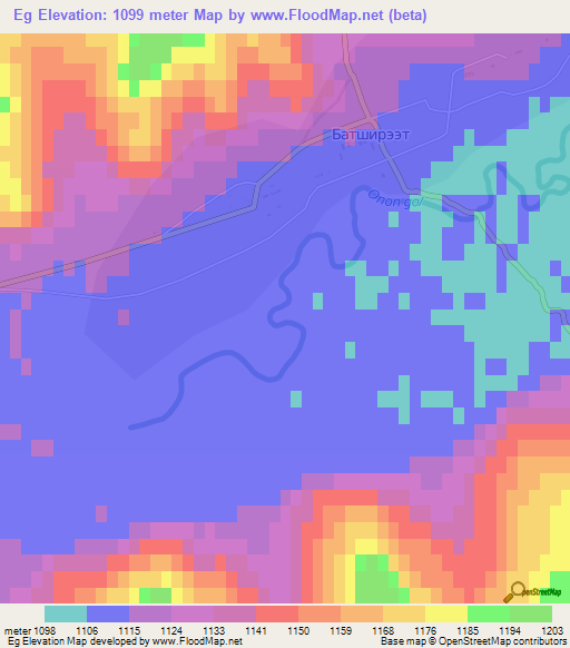 Eg,Mongolia Elevation Map