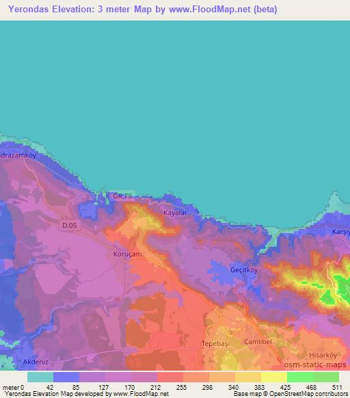 Yerondas,Cyprus Elevation Map