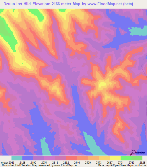 Dzuun Iret Hiid,Mongolia Elevation Map