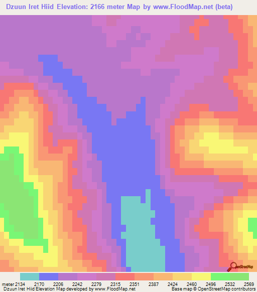 Dzuun Iret Hiid,Mongolia Elevation Map