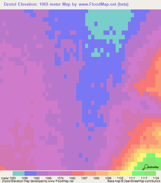 Dzotol,Mongolia Elevation Map