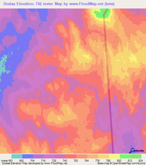 Dzalaa,Mongolia Elevation Map