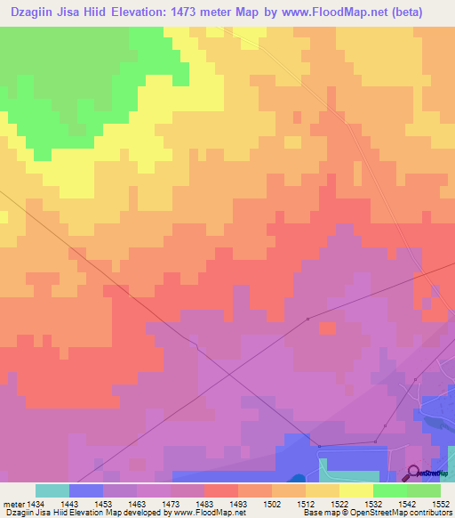 Dzagiin Jisa Hiid,Mongolia Elevation Map