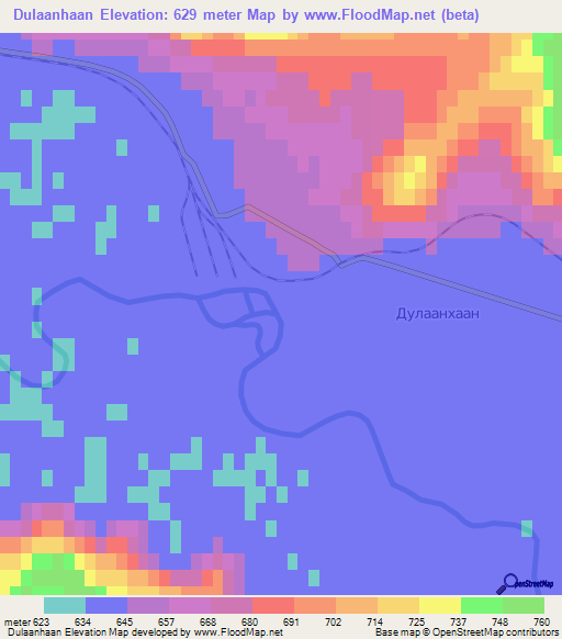 Dulaanhaan,Mongolia Elevation Map