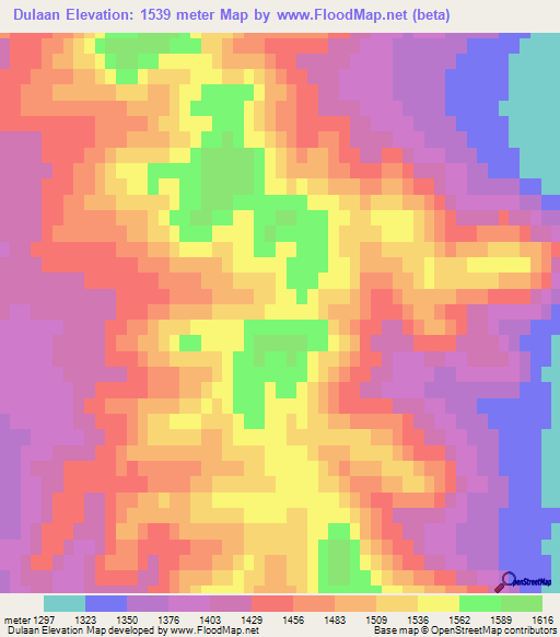 Dulaan,Mongolia Elevation Map