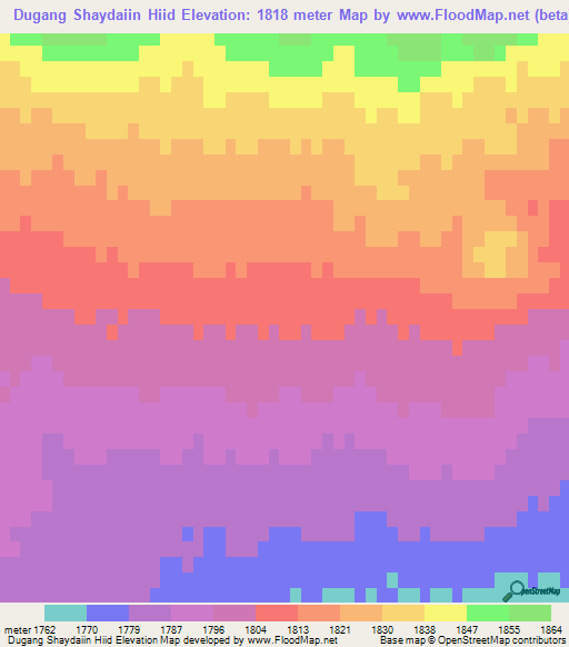 Dugang Shaydaiin Hiid,Mongolia Elevation Map