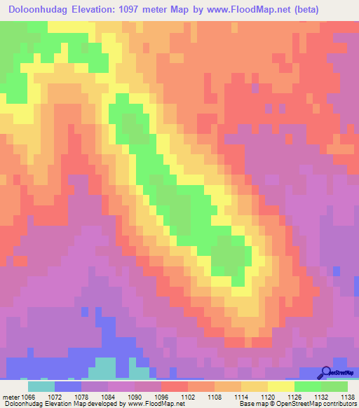 Doloonhudag,Mongolia Elevation Map