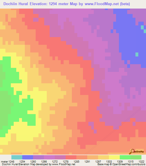 Dochiin Hural,Mongolia Elevation Map