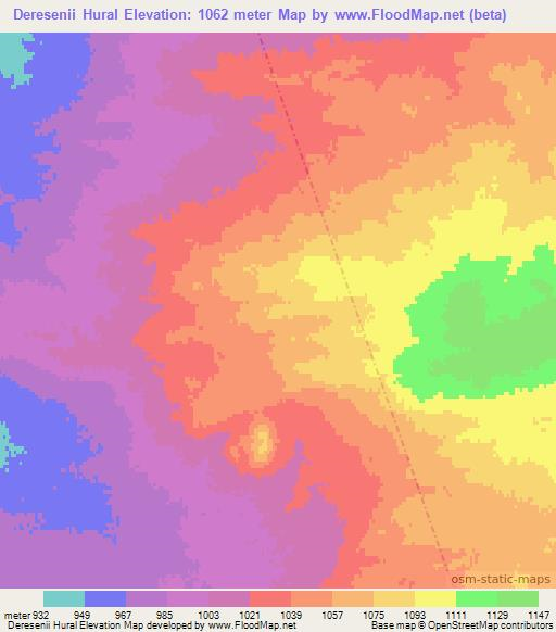 Deresenii Hural,Mongolia Elevation Map