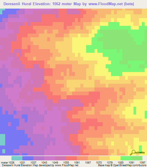 Deresenii Hural,Mongolia Elevation Map