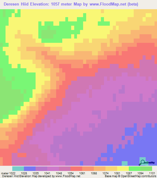 Deresen Hiid,Mongolia Elevation Map