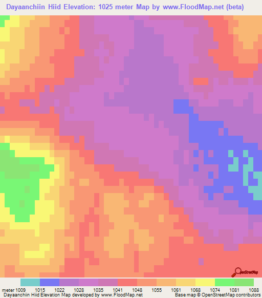Dayaanchiin Hiid,Mongolia Elevation Map