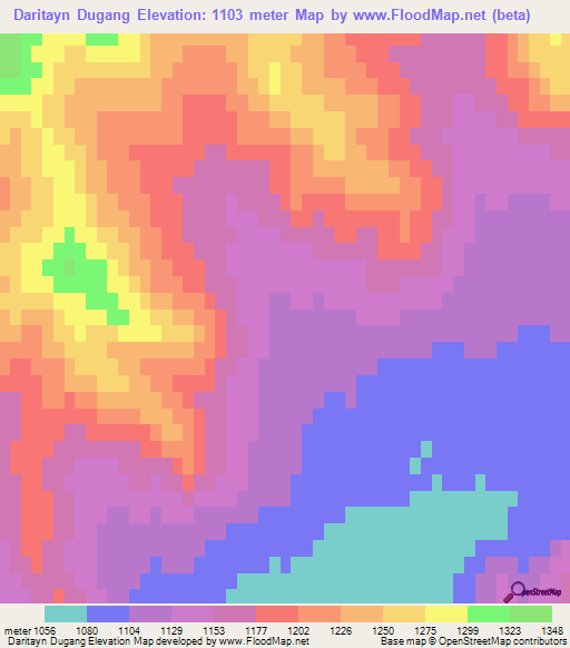 Daritayn Dugang,Mongolia Elevation Map