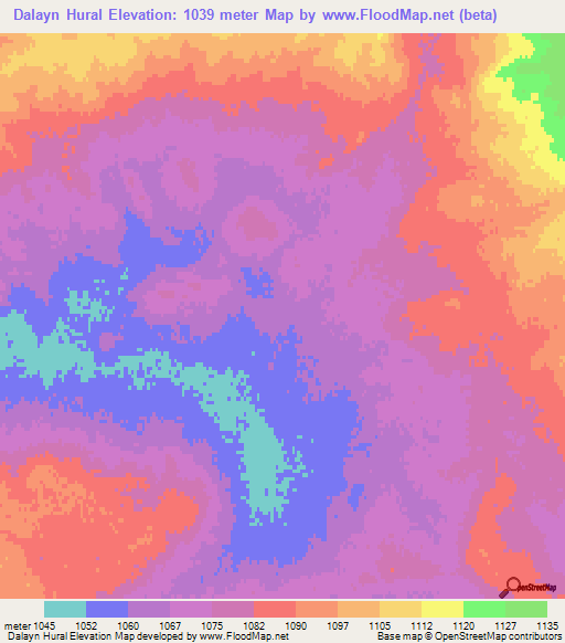 Dalayn Hural,Mongolia Elevation Map