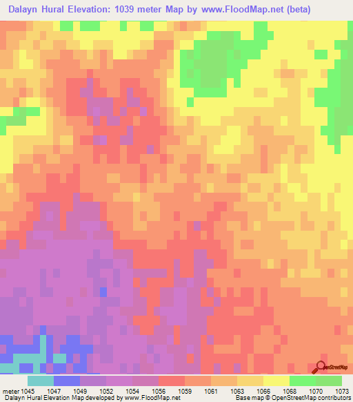 Dalayn Hural,Mongolia Elevation Map