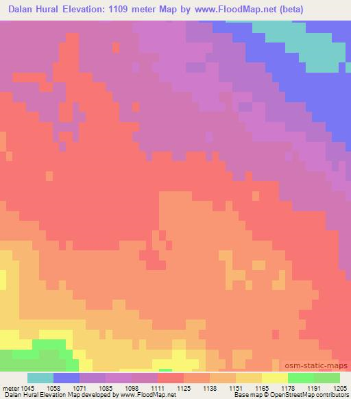 Dalan Hural,Mongolia Elevation Map