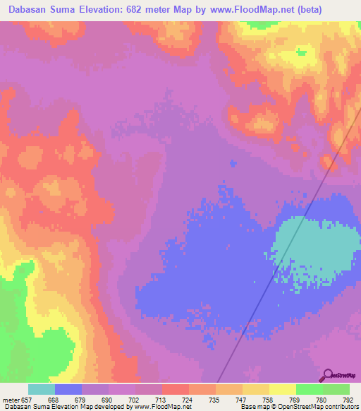 Dabasan Suma,Mongolia Elevation Map