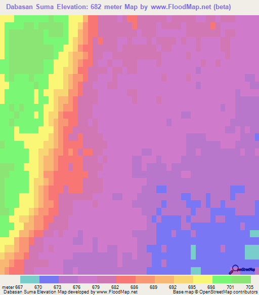 Dabasan Suma,Mongolia Elevation Map