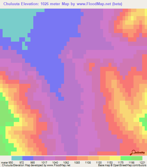 Chuluuta,Mongolia Elevation Map
