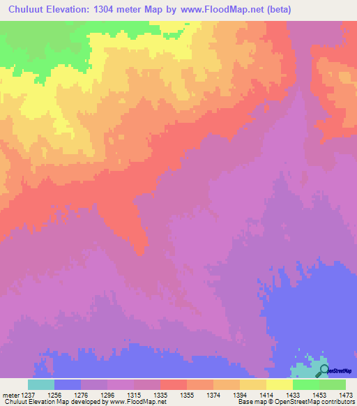 Chuluut,Mongolia Elevation Map