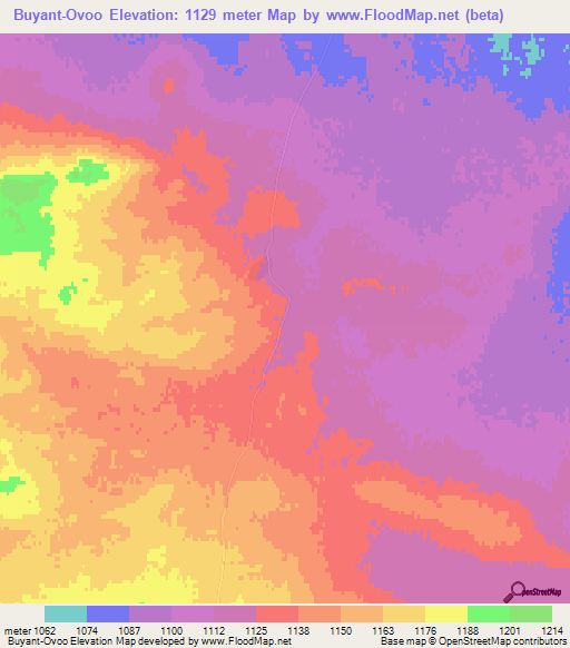 Buyant-Ovoo,Mongolia Elevation Map