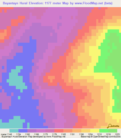 Buyantayn Hural,Mongolia Elevation Map