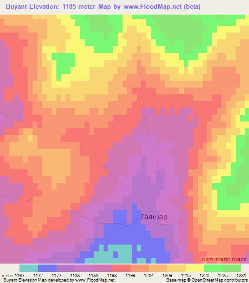 Buyant,Mongolia Elevation Map