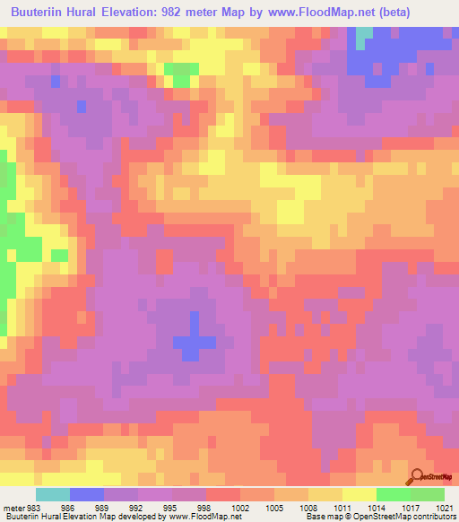Buuteriin Hural,Mongolia Elevation Map