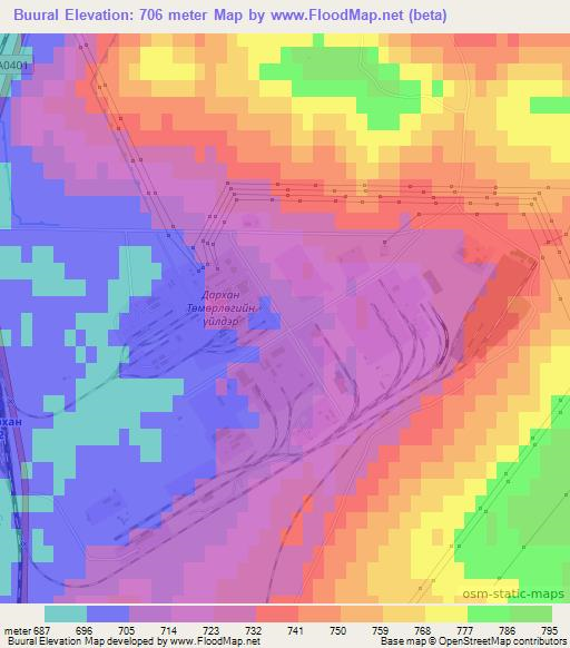 Buural,Mongolia Elevation Map