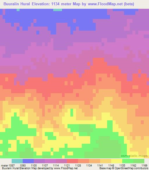 Buuraiin Hural,Mongolia Elevation Map