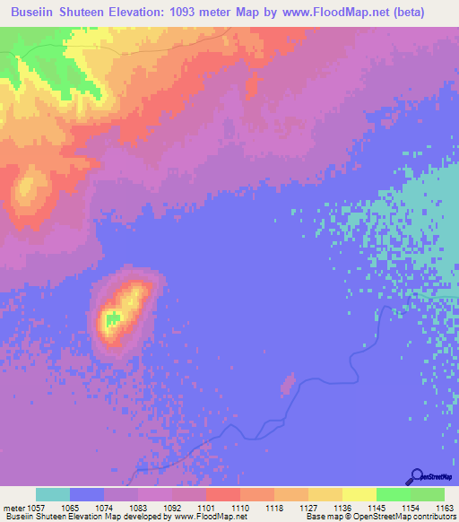 Buseiin Shuteen,Mongolia Elevation Map
