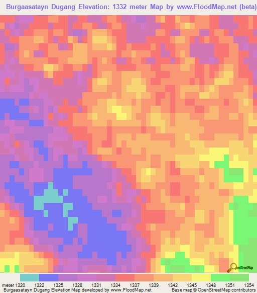 Burgaasatayn Dugang,Mongolia Elevation Map