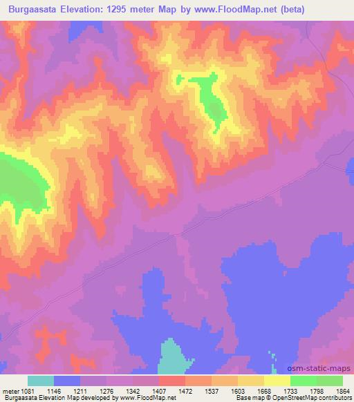 Burgaasata,Mongolia Elevation Map